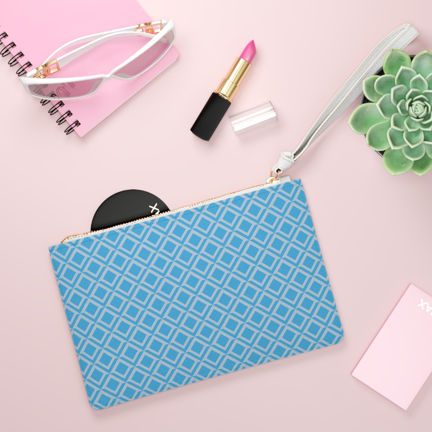 Clutch Bag - Geometric Pattern in Stylish Blue