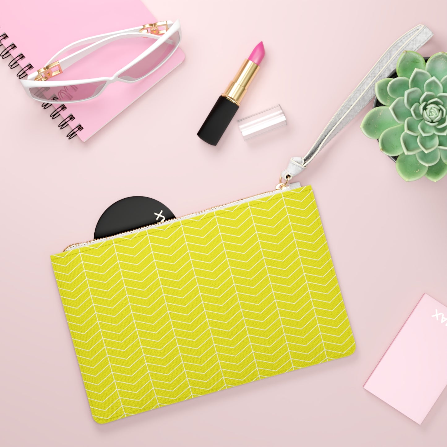 Clutch Bag – Bright Yellow Chevron Pattern
