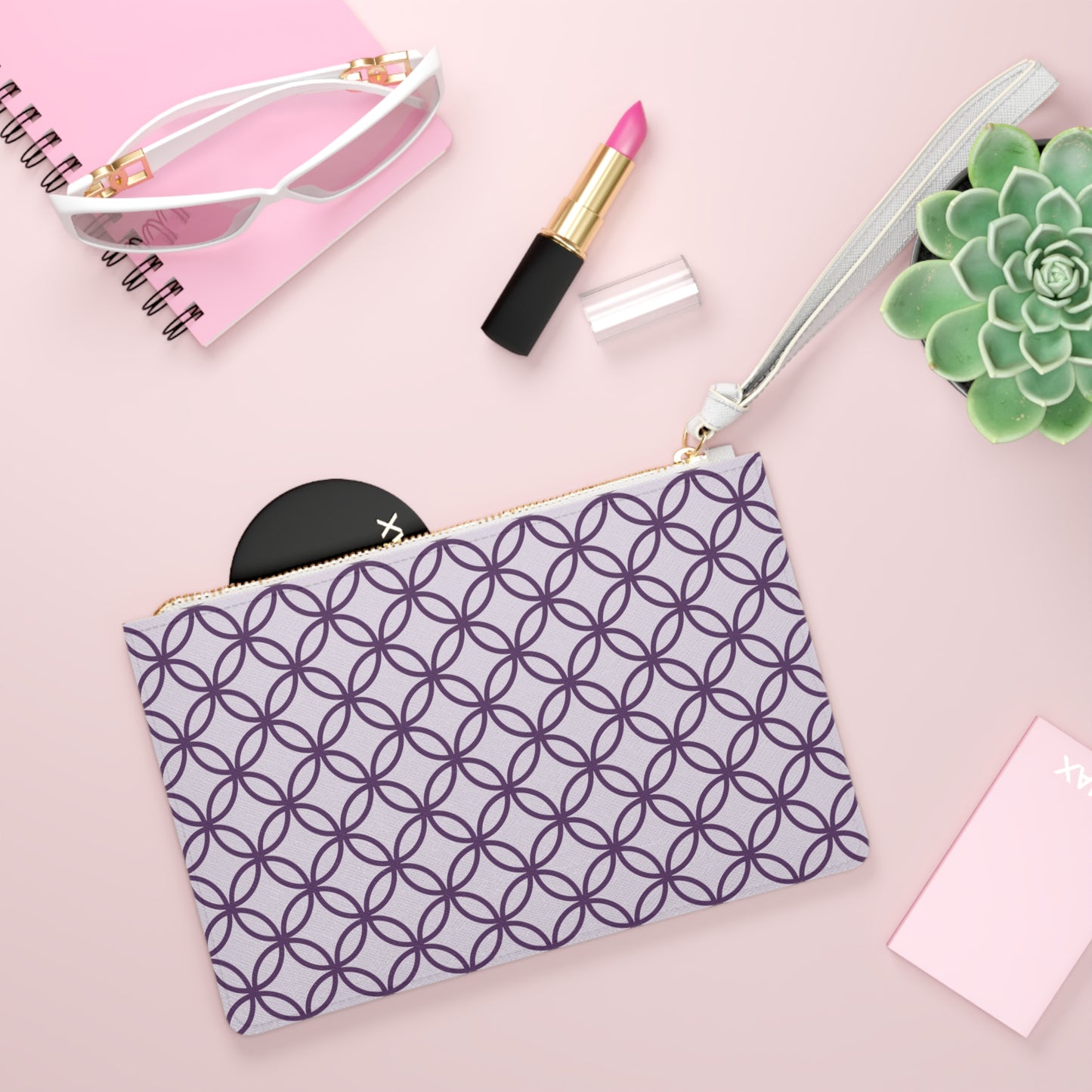 Clutch Bag - Purple Geometric Circles