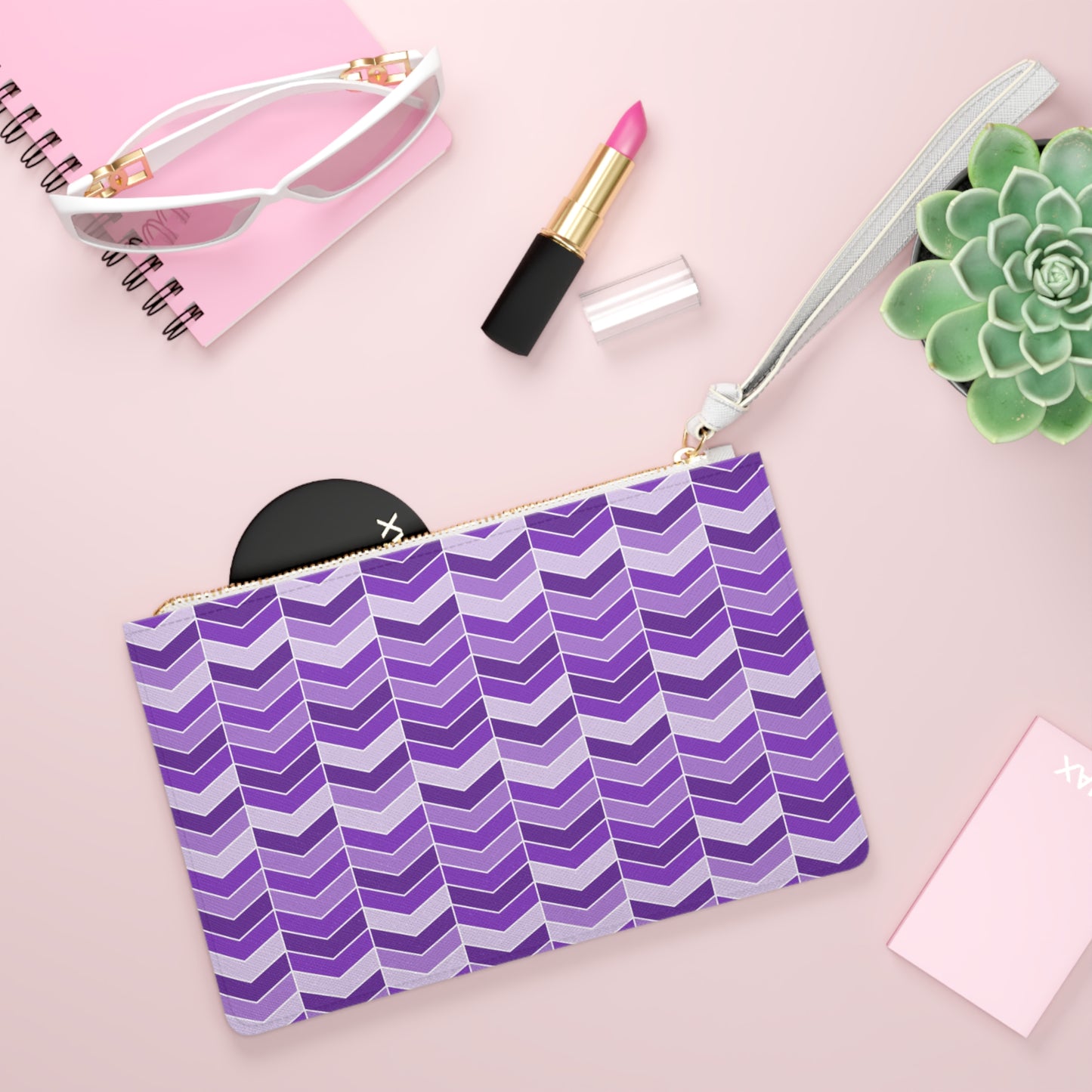 Clutch Bag - Stylish Multi-Purple Chevron