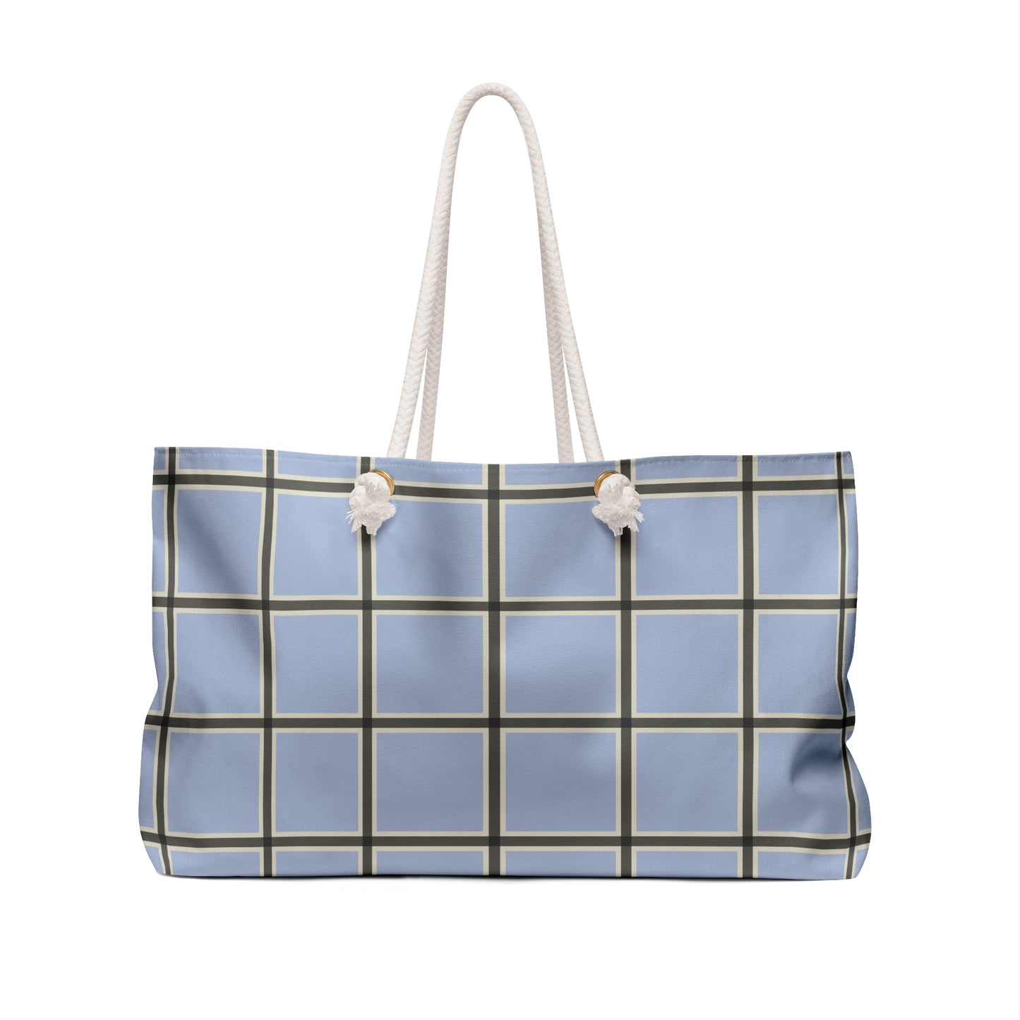 Weekender Bag - Light Blue with Brown Patterned Stripes