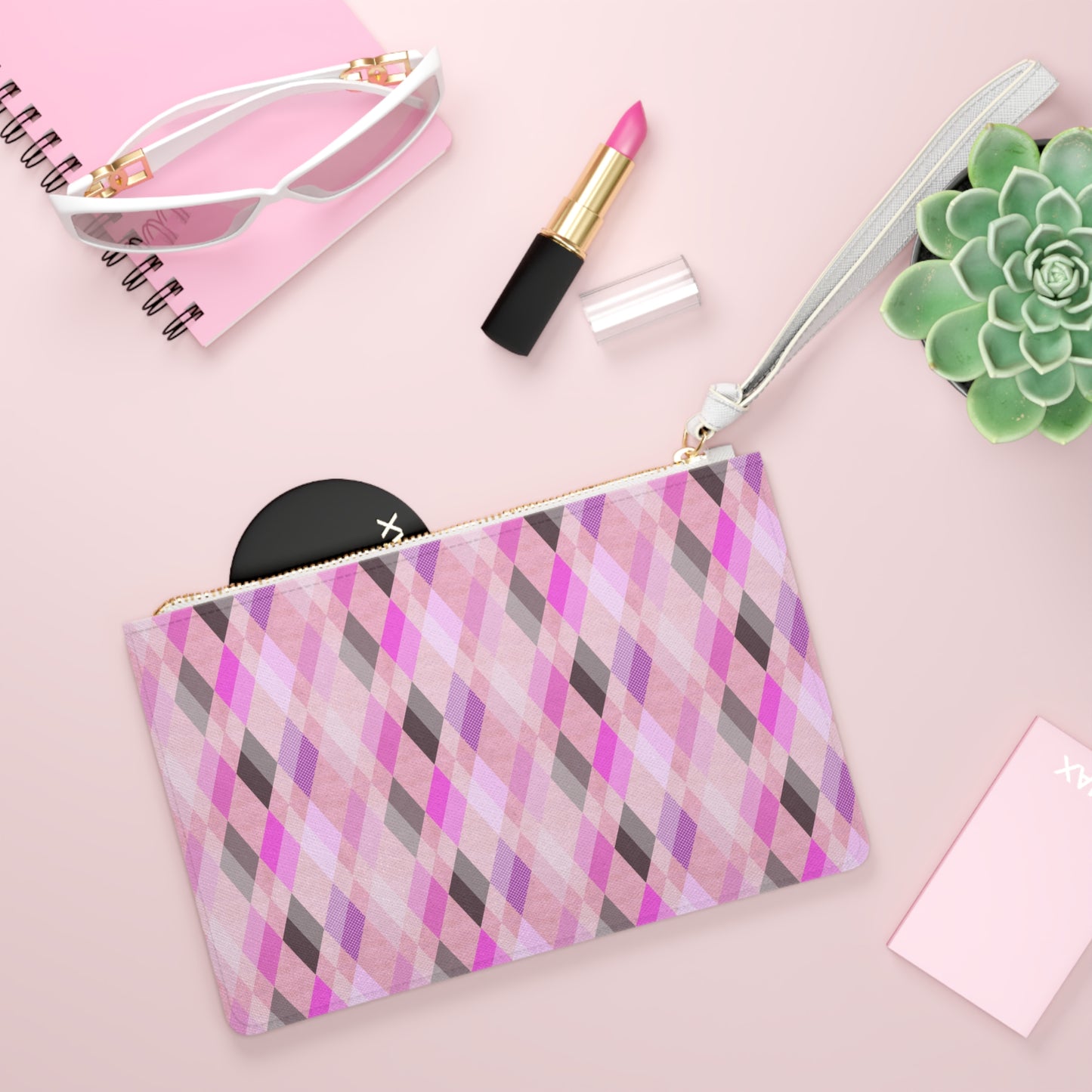 Clutch Bag - Chic Pink Argyle Inspired