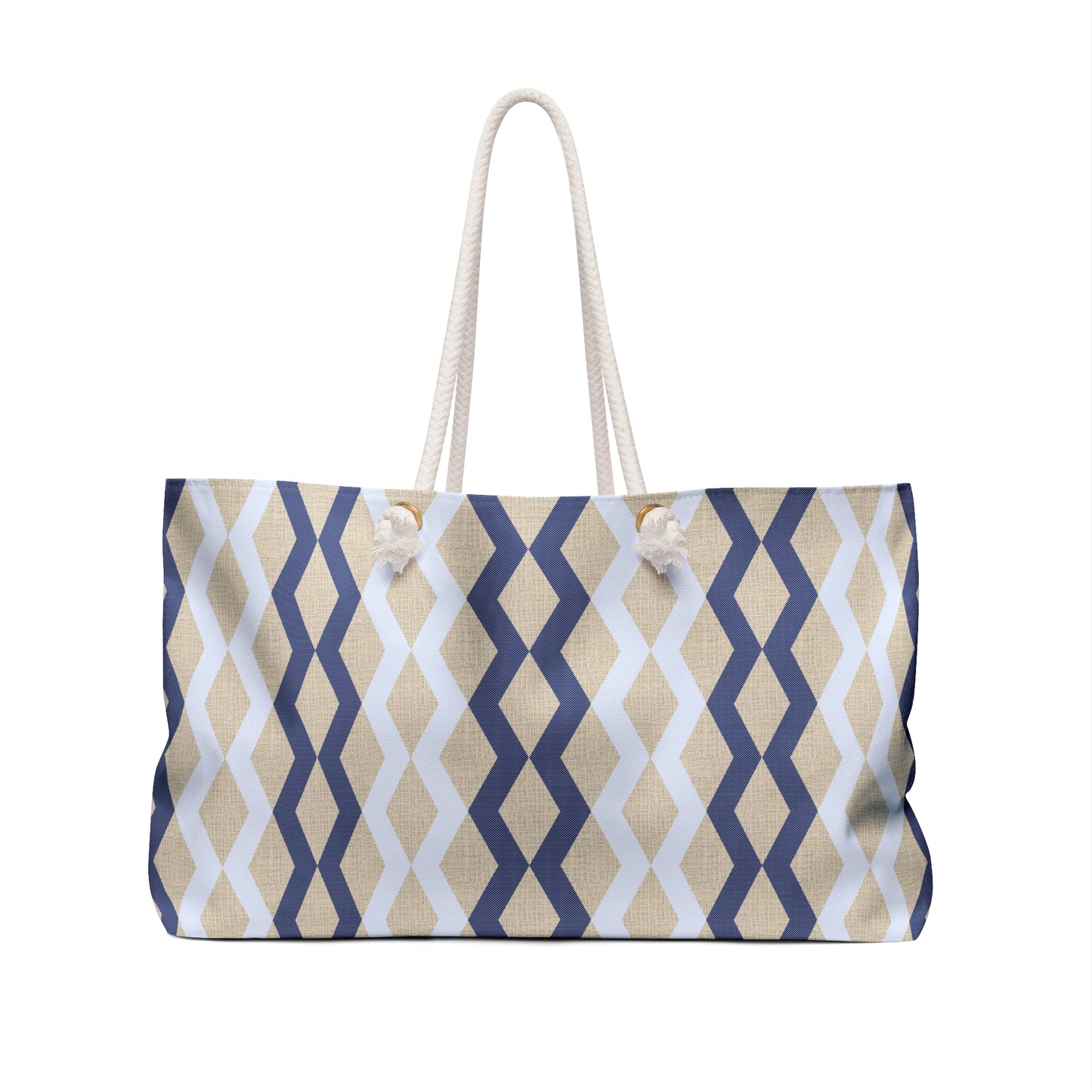 Weekender Bag - Blue Geometric on Linen-look
