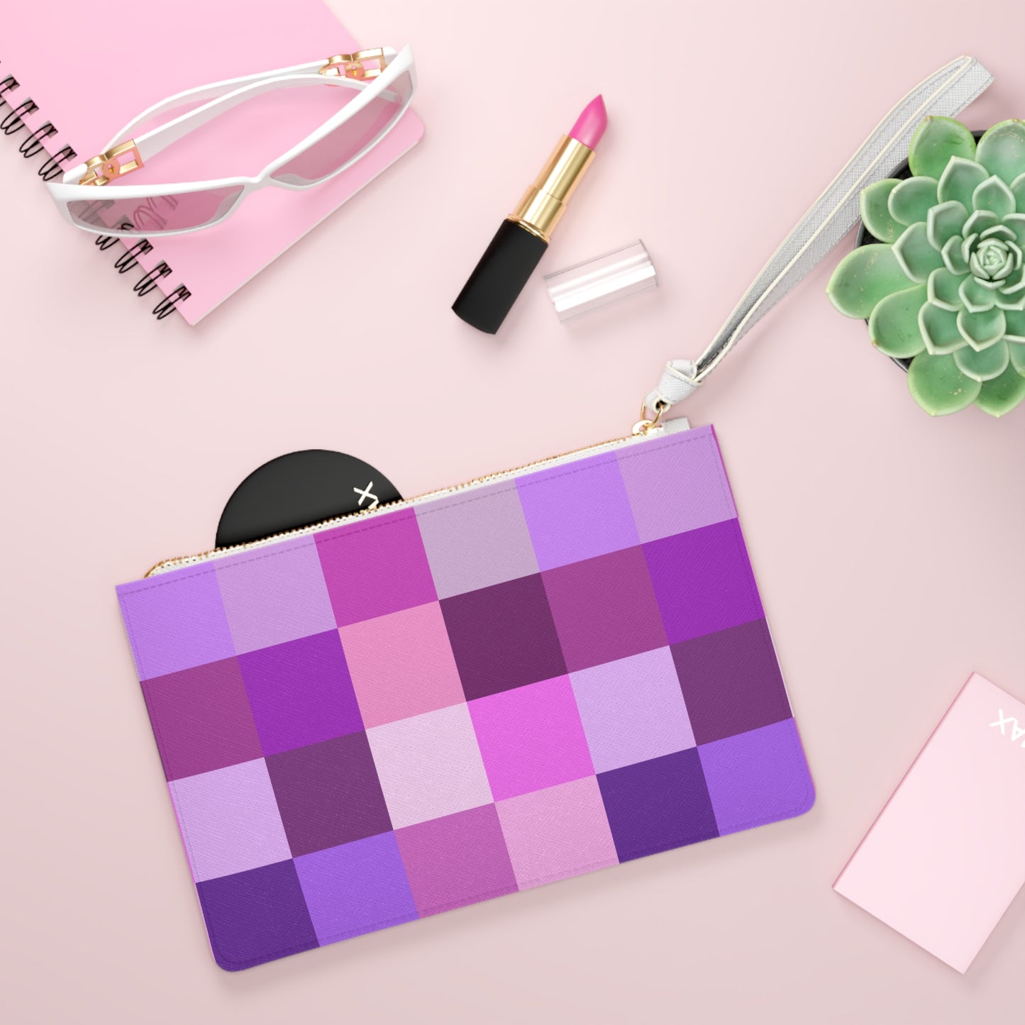 Clutch Bag - Purple Checkered