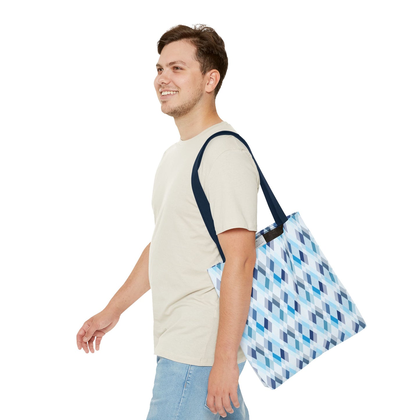 Classic Tote - Stylish Blue Argyle Inspired