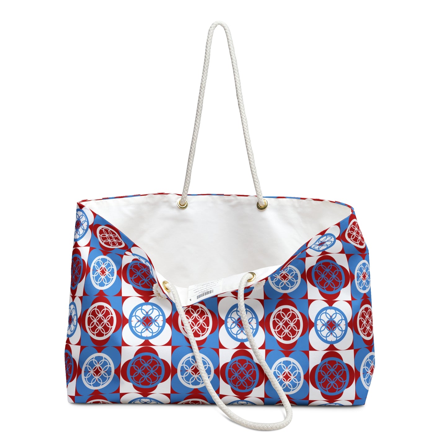 Weekender Bag - Red White Blue Geometric Floral