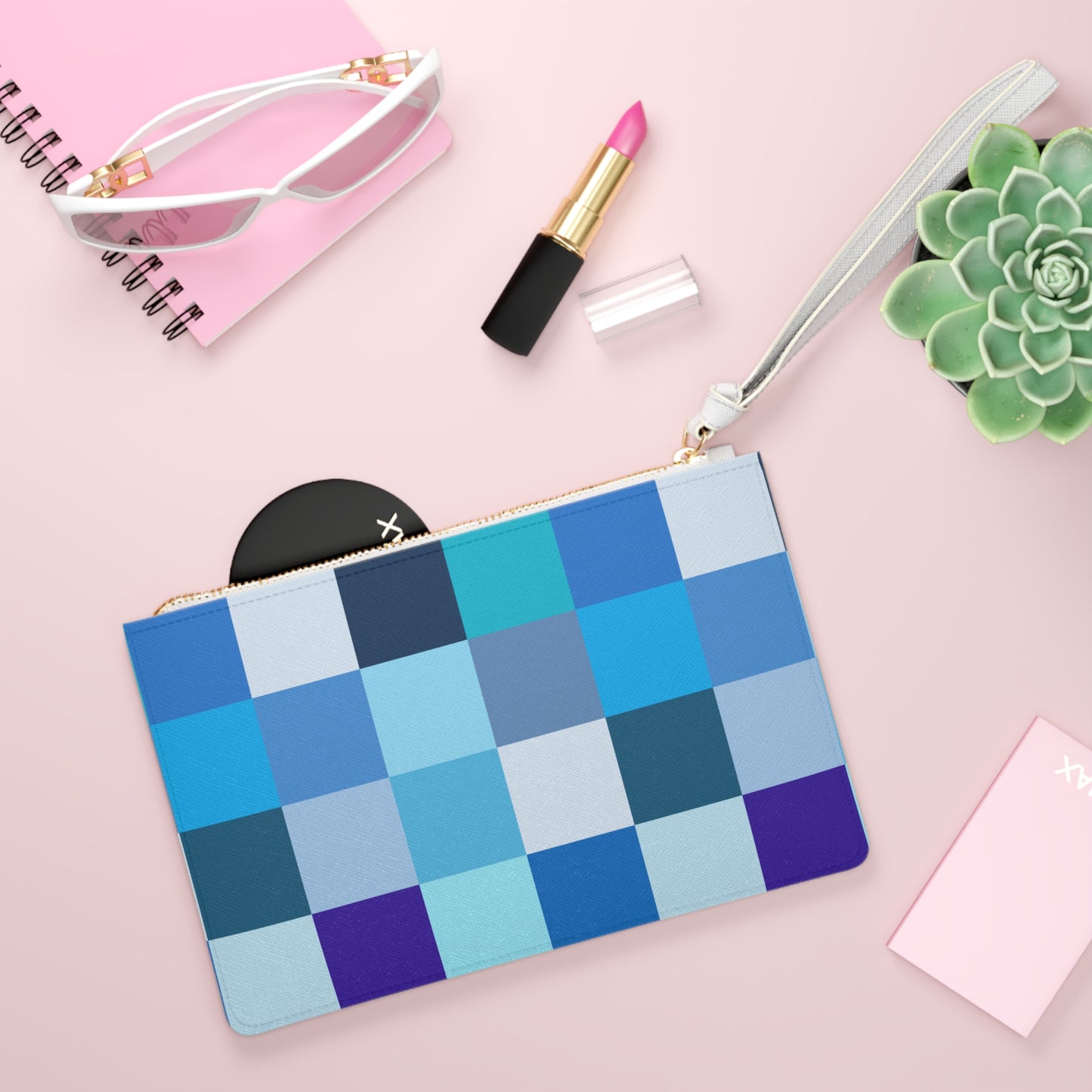 Clutch Bag - Blue Checkered