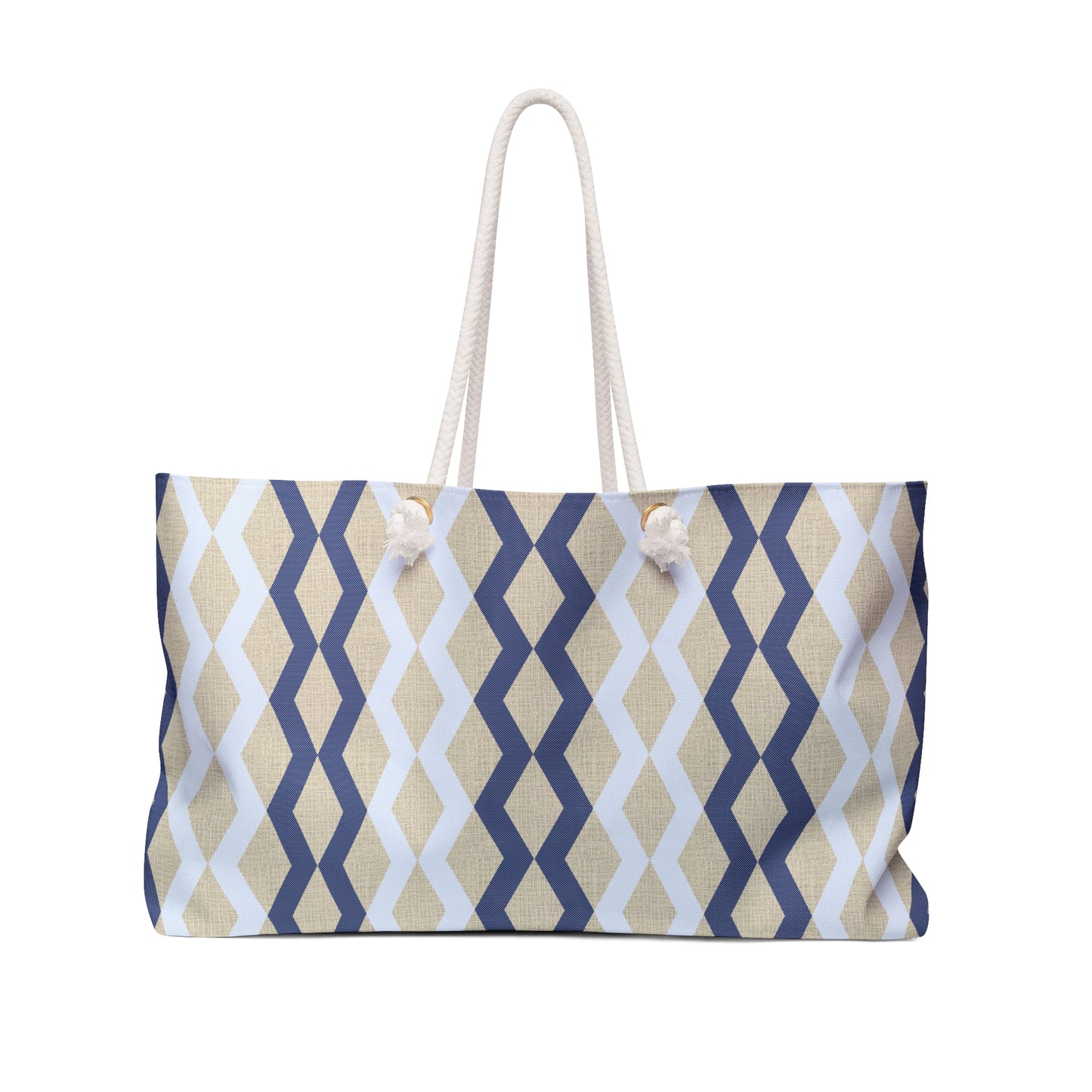 Weekender Bag - Blue Geometric on Linen-look