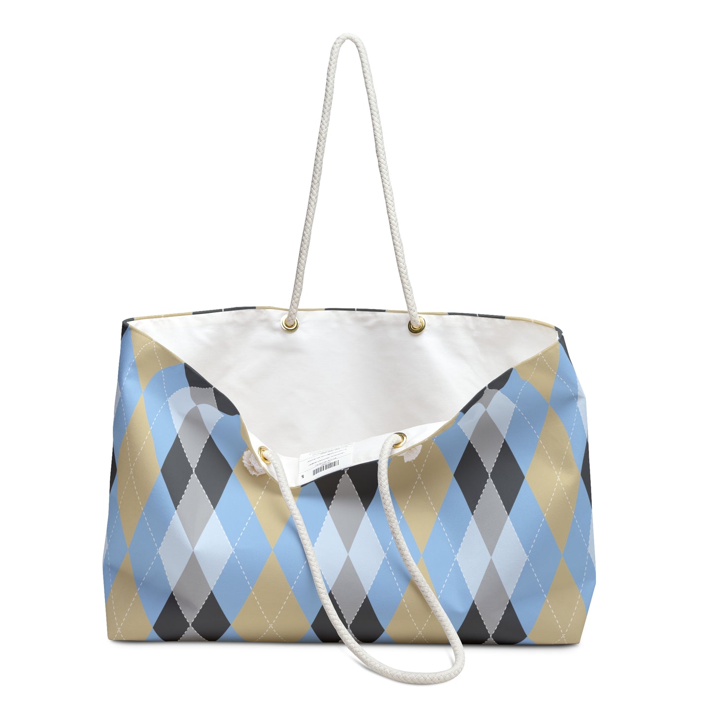 Weekender Bag - Blue and Tan Argyle