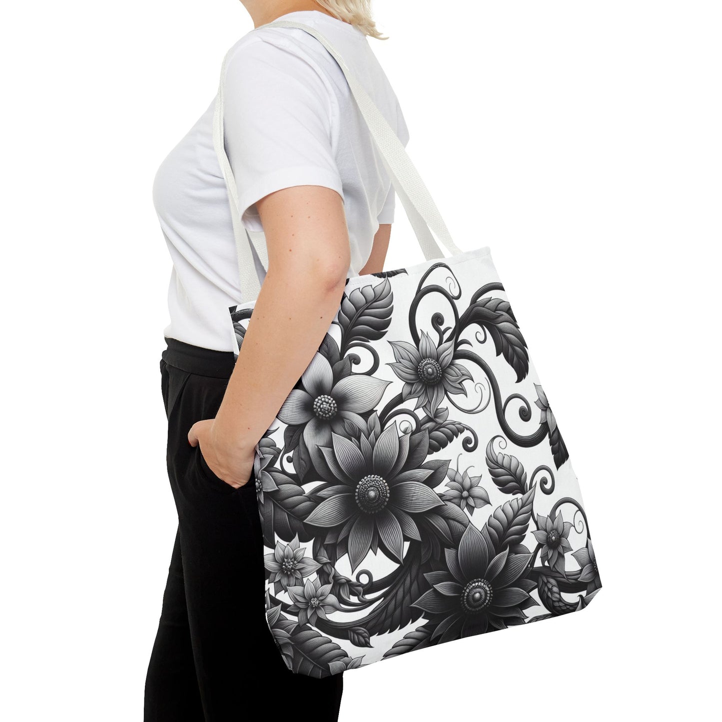 Classic Tote - Black and White Floral