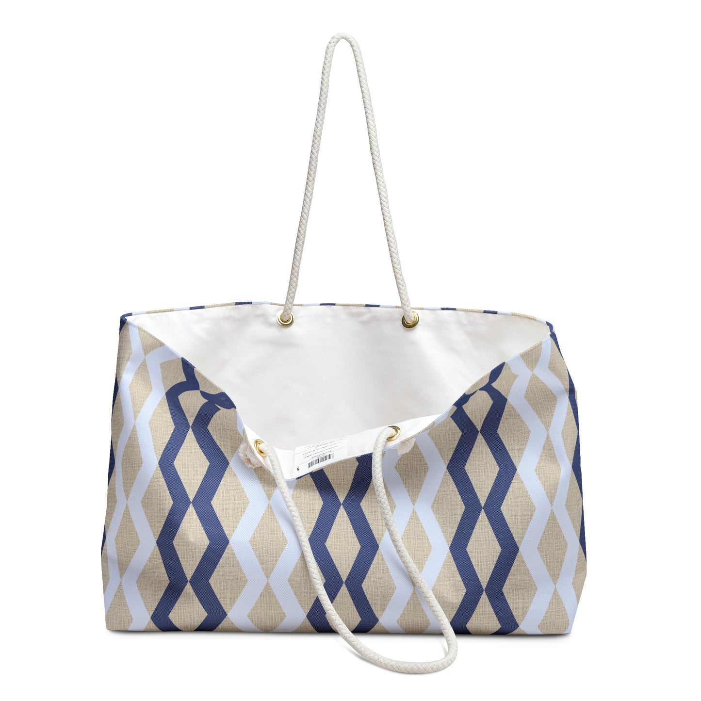 Weekender Bag - Blue Geometric on Linen-look