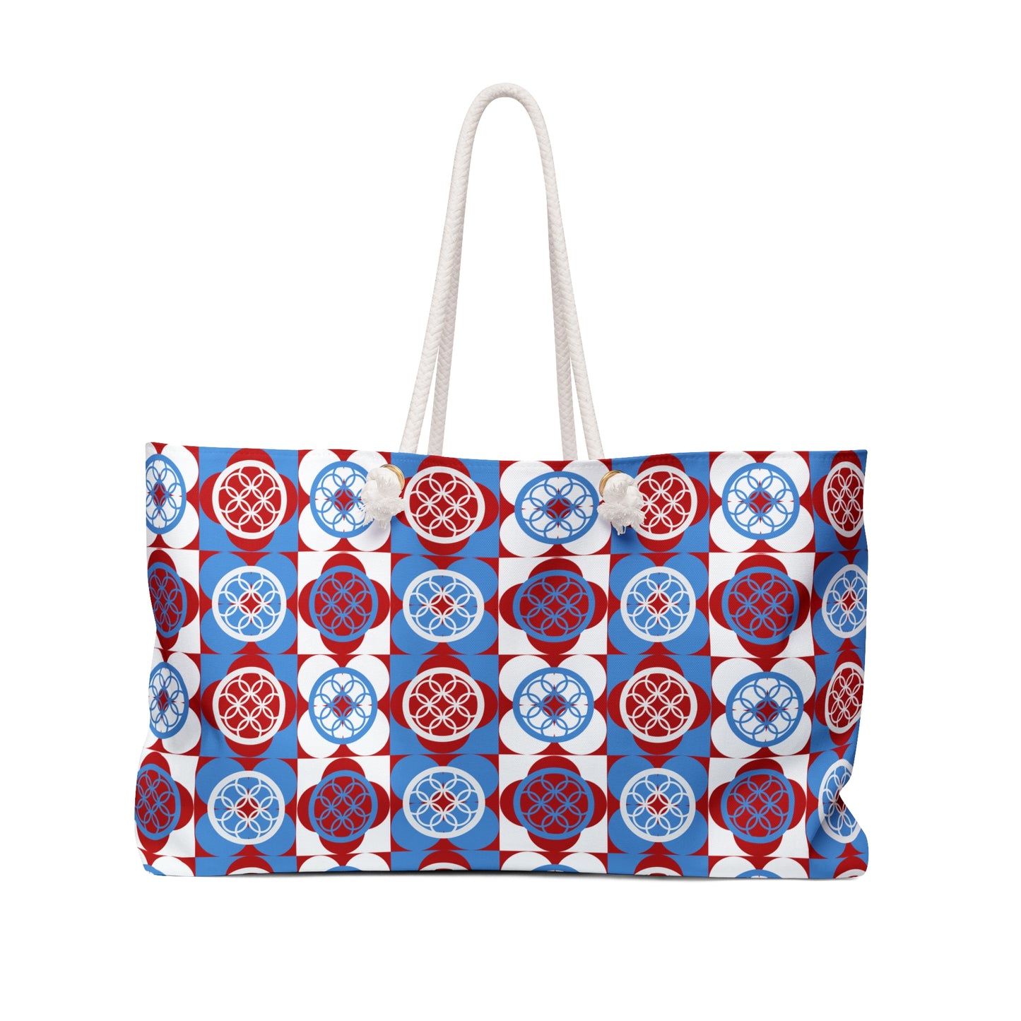 Weekender Bag - Red White Blue Geometric Floral