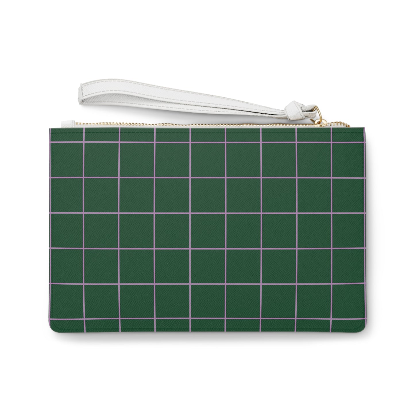 Clutch Bag - Stylish Green Grid Pattern