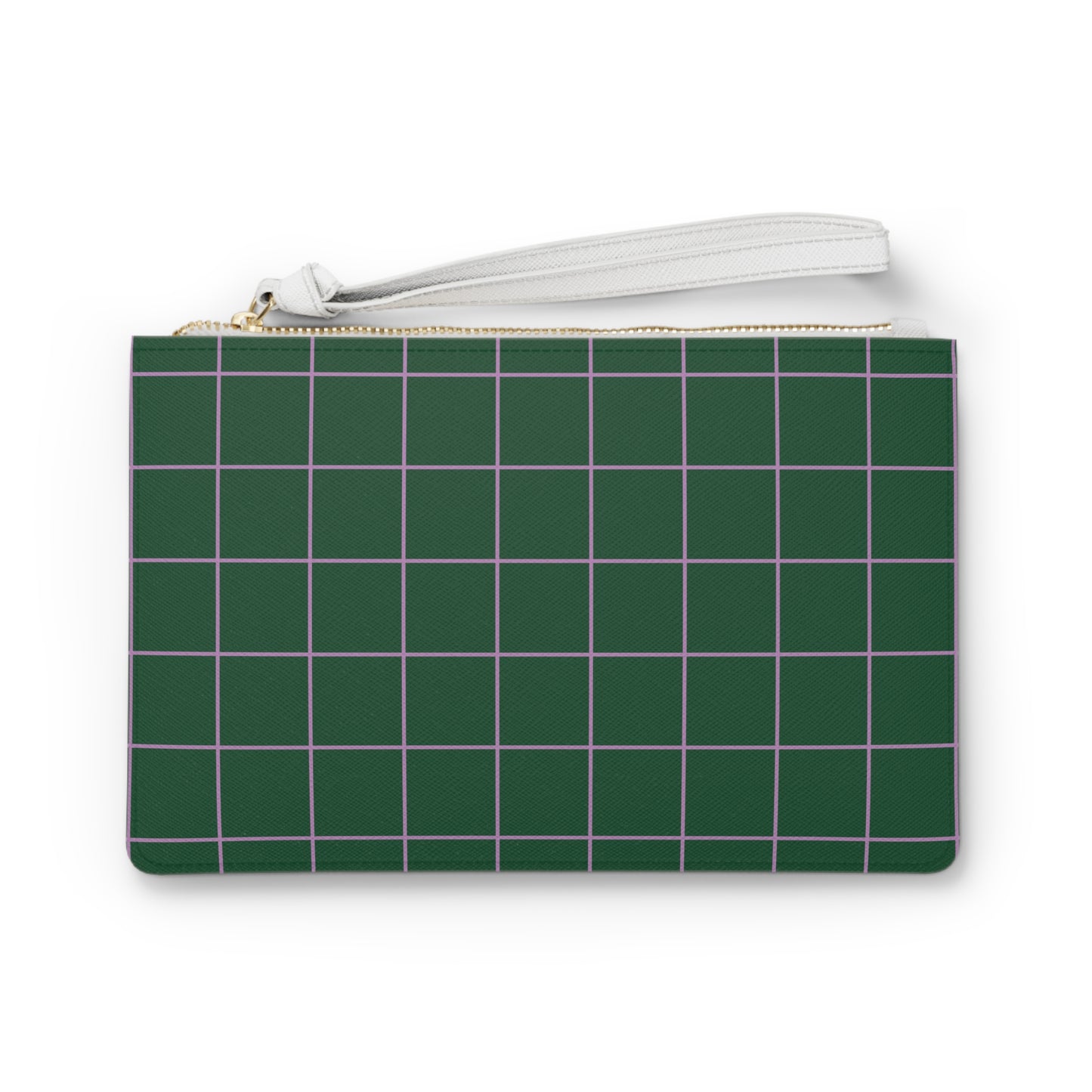 Clutch Bag - Stylish Green Grid Pattern