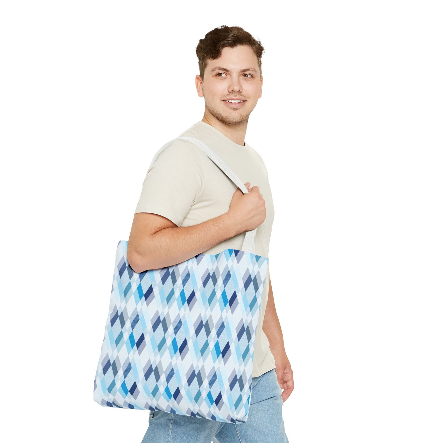 Classic Tote - Stylish Blue Argyle Inspired
