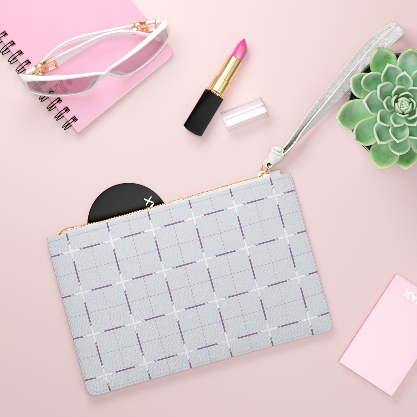 Clutch Bag - Stylish Purple Accent Pattern