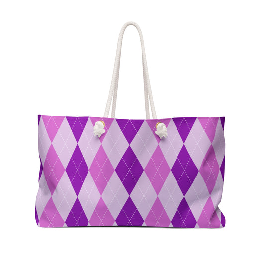 Weekender Bag - Purple and Pink Argyle