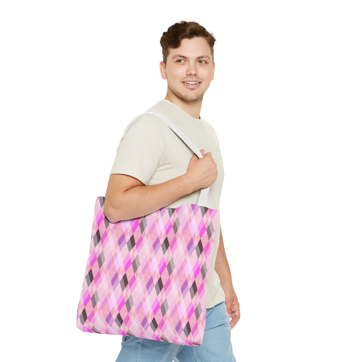 Classic Tote - Chic Pink Argyle Inspired