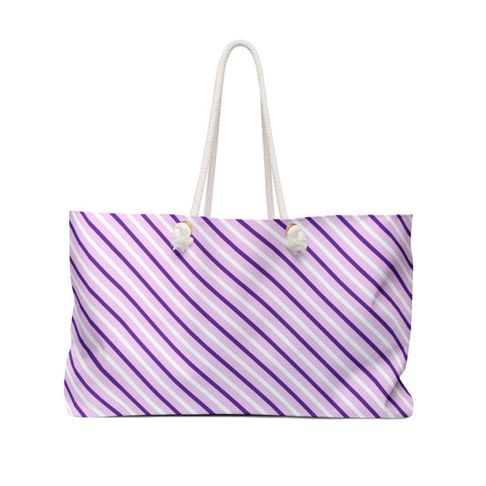 Weekender Bag - Purple and White Diagonal Stripes