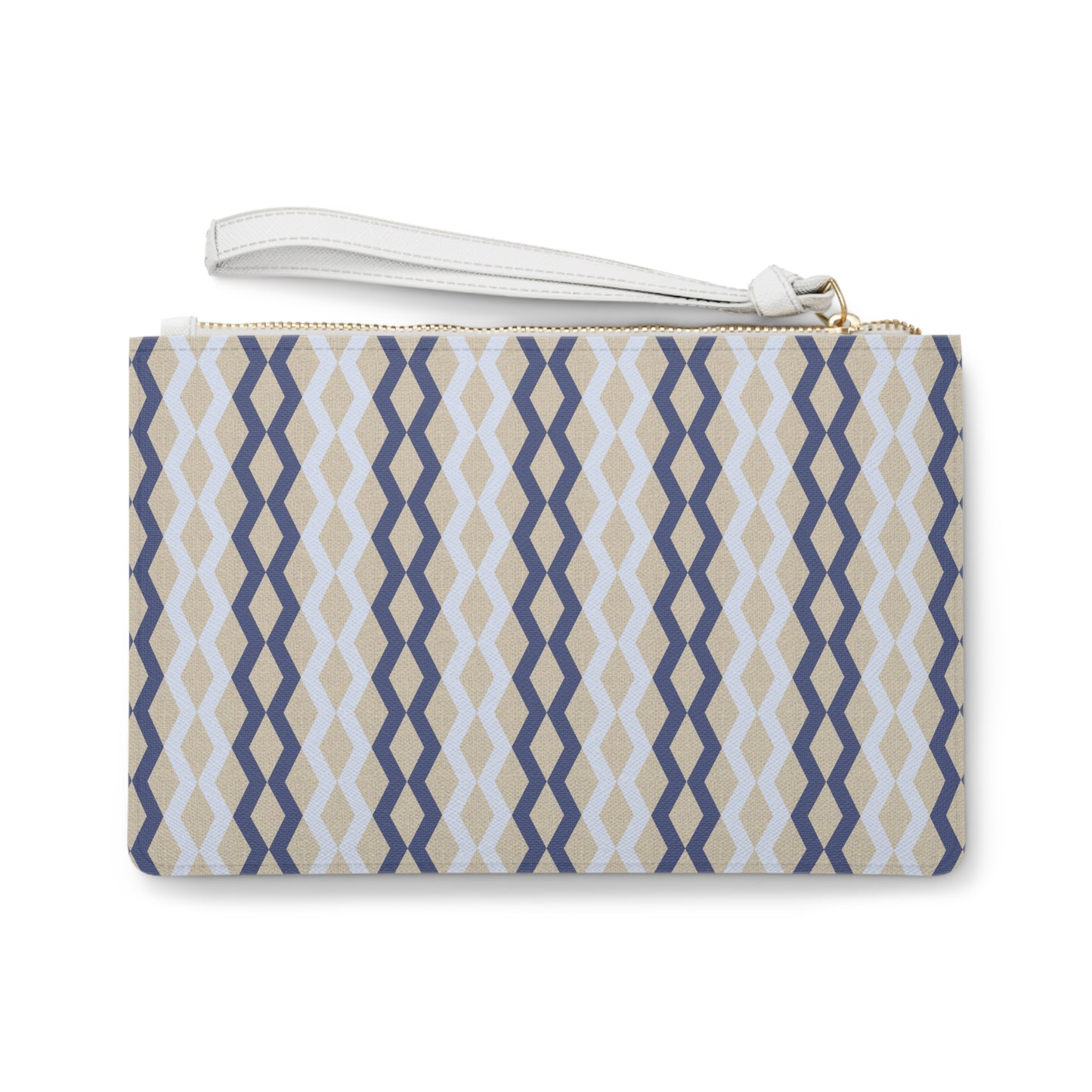 Clutch Bag - Blue Geometric on Linen-look