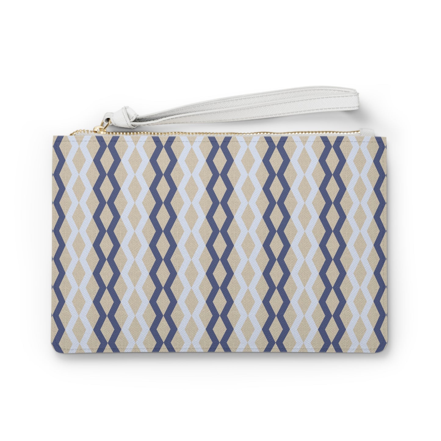 Clutch Bag - Blue Geometric on Linen-look